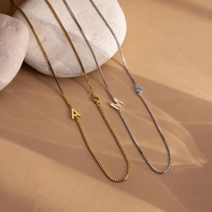 EManco Drop Shipping Steel <strong>Necklace</strong> Birthstone <strong>Monogram</strong> Vintage Style Pearl Box Chain Gold Diamond Children's Christmas - Product Image 5