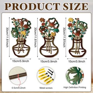 Supplier Creative 3D Wooden <b>Flower</b> Vase <b>Wall</b> Art Decorations Modern Geometric <b>Wall</b> Aesthetic Room <b>Decor</b> for Home&Homestay Hotel - Product Image 4