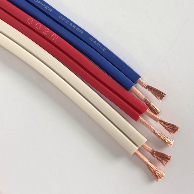 Factory Wholesale Multi-Color Flat Speaker Cable Twin Parallel OFC Copper Speaker Wire Bulk Roll for Surround Sound System