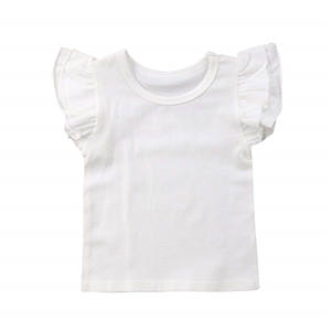 Camiseta de Algodón para Bebé Niña con Volantes en los Hombros, Ajuste Ceñido, Oferta Especial - Product Image 4