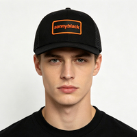 Gorra Trucker Estructurada de 6 Paneles de Alta Calidad, con Logotipo de Parche Tejido Personalizado, Visera Plana, Malla de Algodón y Cierre Ajustable
