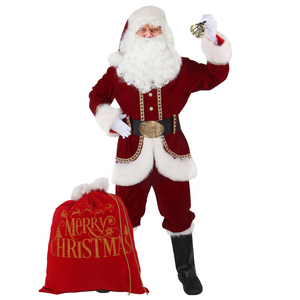 11 पीसी पुरुषों के लिए पुरुषों के क्रिसमस सेंट क्लॉज़ सूट पॉलिएस्टर मजेदार पार्टी कॉस्प्ले से बने सूट - Product Image 2