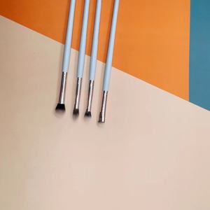 Pinceau éventail double-embout à manche en bois, spatule pour anticernes, pinceau de maquillage pour le visage pour la poudre, avec virole en aluminium - Product Image 4