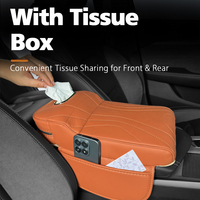 Almohadilla multifuncional de PVC y cuero para reposabrazos de coche al por mayor, cojín elevador para reposabrazos de coche, cojín para caja de reposabrazos con diseño de almacenamiento de pañuelos