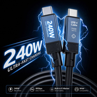 Cable USB4 de 40 Gbps de Super Velocidad, 240 W, 5 A, Carga Rápida PD, Cable Tipo C Compatible con Thunderbolt 3 para Laptop, Monitor, Teléfono