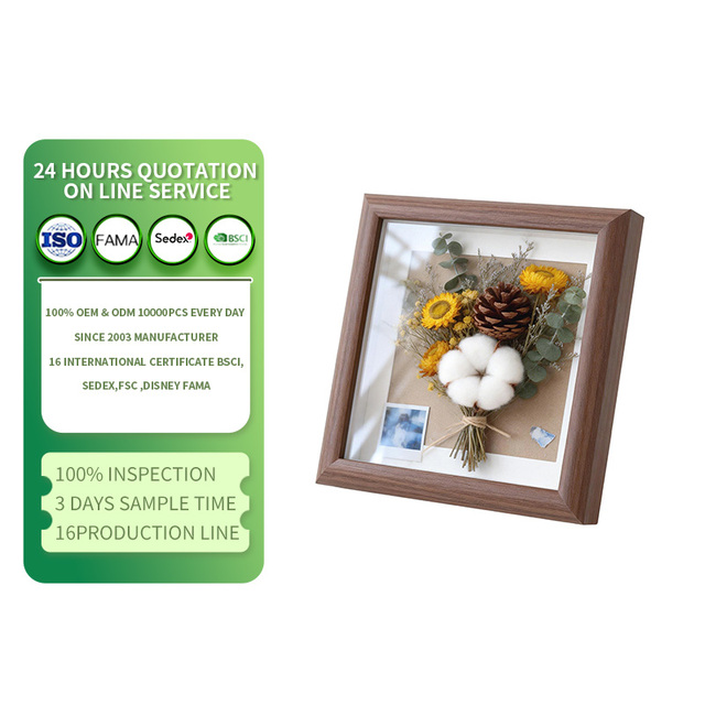 Wooden Herbarium Display Frame Glass Cover Dried Flower Holder for Botanical Art Home Decor Wedding Gift Tabletop Decoration