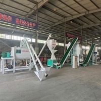 Ligne de production de granulés d'aliments pour volailles et porcs compacte et complète, capacité de 1 à 2 tonnes par heure