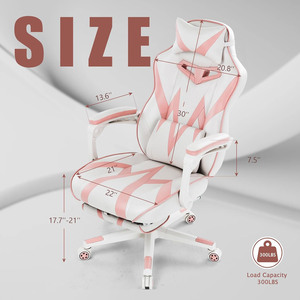 Linda Silla de Juego Ergonómica para Computadora, Silla de Juego Rosa Encantadora de Estilo Europeo con Reposapiés para Niña - Product Image 6