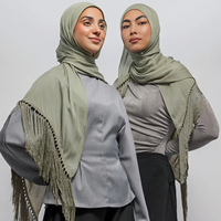 Vela Schal Neuestes Kopftuch Bambus-Jersey Hijab Quasten-Schal Weicher Rutschfester Blickdichter Premium-Jersey-Hijab mit Fransen