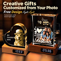 Trophée en cristal gravé avec photo, base en bois Iceberg, capteur tactile, chiffres rétroéclairés, cadeau de bureau personnalisé, prix commémoratif lumineux