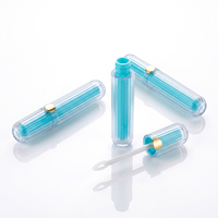 Tube de brillant à lèvres transparent haut de gamme à ligne verticale, couleur personnalisée, 21g, diamètre 19,5mm, contenant cosmétique avec bouchon à vis