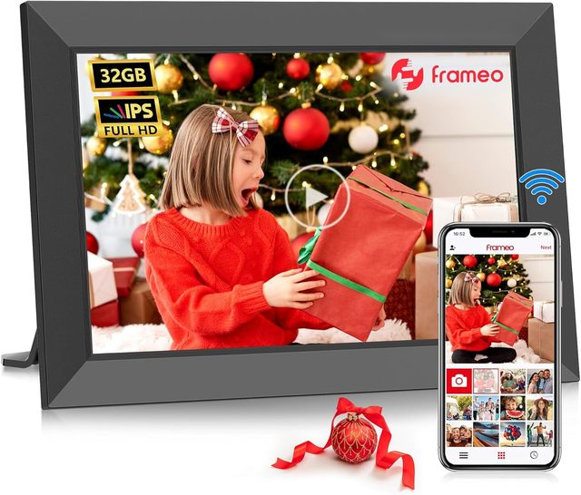 FRAMEO 10.1 Inch IPS Touch Screen Smart Digital Picture Frame Built in 32GB Memory Wall Mountable Share Photos Videos