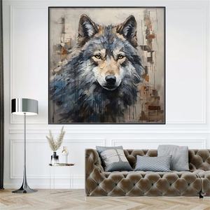 Peinture à l'huile abstraite 3D texturée sur toile, personnalisée et faite à la main, représentant des animaux réalistes, pour la décoration intérieure de la maison, vente en gros - Product Image 5