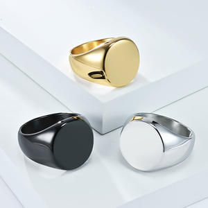 Men's Titanium Steel <b>Ring</b> Geometric Shape <b>Plain</b> Band Gift Jewelry Gold Black Silver - Product Image 1