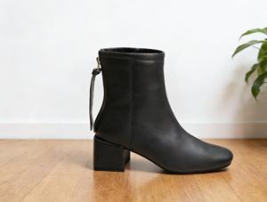 Bottines pour femmes de style européen et américain, automne et hiver, nouvelle collection, bout carré, fermeture éclair à l'arrière, talon épais, bottines à la cheville - Product Image 2