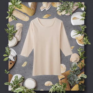 T-shirt pour femme à manches 3/4, col bateau, 100% coton biologique, tricoté, coupe classique, uni, décontracté pour l'été - Product Image 3