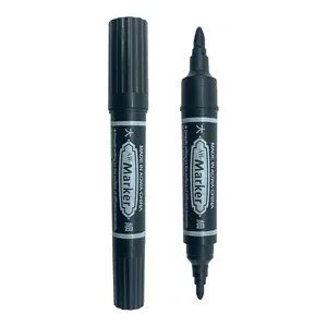 पीवीसी के लिए नि:शुल्क नमूना फैक्टरी प्रमोशनल ओम उच्च गुणवत्ता वाले तेल आधारित वॉटरप्रूफ डुअल बुलेट टिप ब्लैक परमानेंट पेंट मार्कर पेन