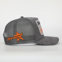 Gorra de Camionero de Gamuza Personalizada de 5 Paneles al por Mayor, Gorras con Parche Bordado Tejido y Cierre a Presión de Malla, Sombrero de Camionero de Alta Calidad para Hombre