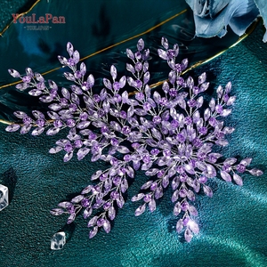 YouLaPan – Diadème de mariage en métal tendance pour femme, accessoire de <span class=keywords><strong>coiffure</strong></span> nuptial en cristal et strass, bandeau HP438 - Product Image 4