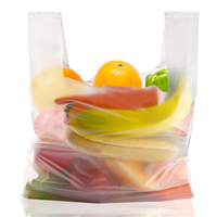 Sac de courses en T-shirt biodégradable de haute qualité à base d'amidon de maïs avec logo personnalisé pour supermarché