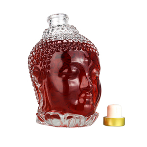 Bouteille en verre à tête de bouddha transparente personnalisée de 750ml bouteille de vin blanc en cristal décoration de bouteille de vin rouge scellée créative - Product Image 2