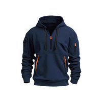Sweat-shirt polaire décontracté à manches longues pour homme avec capuche et fermeture éclair, style tendance pour l'hiver – Agent de dropshipping Euro-Américain