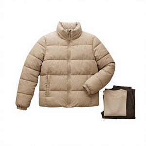 Veste matelassée beige pour homme, manteau d'hiver chaud et léger, col montant, veste décontractée pour l'extérieur, vente en gros ONE APEX - Product Image 1