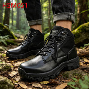 ZYF, Stivali Tattici Neri HSM051 con Puntale in Acciaio a Taglio Medio per Escursionismo, Suola con Equalizzazione della Pressione - Product Image 1