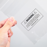 Sacs d'emballage imprimés avec avertissements, sacs transparents autocollants en OPP, fabricant de pochettes personnalisées pour vêtements et bijoux