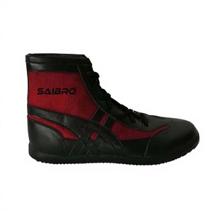 Chaussures de boxe Saibro à lacets en similicuir rouge et noir, respirantes, bottes de sport de haute qualité, logo personnalisé, vos designs - Product Image 5