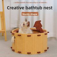 Lit pour chat en feutre personnalisé, OEM, maison pour chat en forme de baril, meubles pour animaux de compagnie lavables, fabricant pour la vente en gros