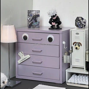 Caja de almacenamiento de escritorio de Metal pequeña blanca multifuncional de 4 cajones, organizador de escritorio de acero a prueba de polvo para sala de estar - Product Image 4