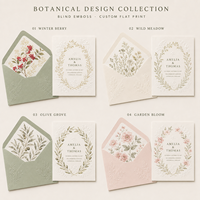 Ensemble d'invitations de mariage botaniques vintage, papeterie florale gaufrée à sec, cartes d'invitation et de réponse avec enveloppe vert sauge