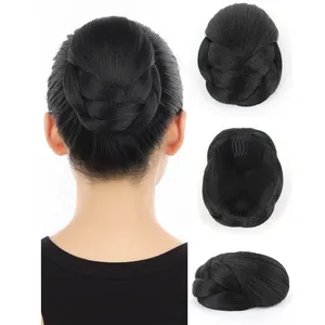 6 inch đen tổng hợp tóc updo chignon bện tóc chignon clip phần mở rộng của phụ nữ tóc giả tóc miếng Bun cho phụ nữ