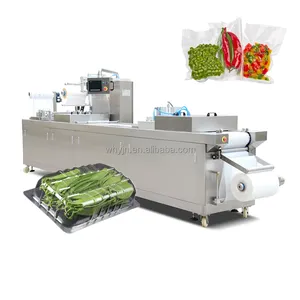 Máquina de embalagem a vácuo para termoformagem de salsichas, frutas, lanches, PP, atmosfera modificada, termoformadora