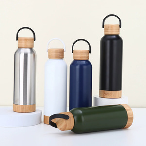 Nueva Botella de Agua de Acero Inoxidable 304 con Aislamiento al Vacío, Boca Pequeña, 500ml/750ml, Libre de BPA, con Tapa y Base de Bambú, para Gimnasio - Product Image 4