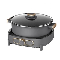 GTMC6506 1500 Watts Marmite à double compartiment avec couvercle en verre, chauffage instantané, pour cuisine et fêtes