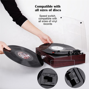 Lecteur de disques vinyles vintage de haute qualité, stéréo deux canaux, OEM, en bois, avec haut-parleur USB - Product Image 6