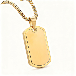 Collar de Barra Personalizado al por Mayor, Chapado en Oro, Grabado, DIY, <span class=keywords><strong>para</strong></span> Hombre, de Acero Inoxidable, con Colgante Geométrico Tipo Placa de Identificación - Product Image 3