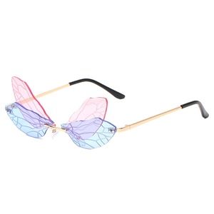Gafas de sol con forma de mariposa, gafas de sol sin montura con forma de ala de libélula, gafas de sol vintage para mujer, lentes transparentes con efecto océano, gafas de sol para hombre, gafas de sol con protección UV400 - Product Image 3