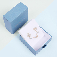 Sunny Pack Boîtes cadeaux de bijoux à tiroir personnalisées directement de l'usine Boîtes de boucles d'oreilles en papier bleu ciel et sac de pochette d'emballage