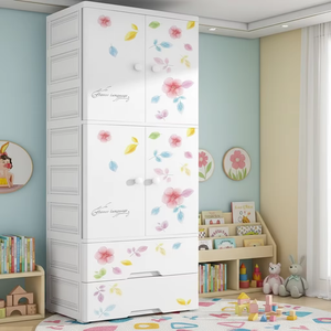Armadio in Plastica PP per Bambini con Disegni Cartoon, <span class=keywords><strong>Cassetti</strong></span> Rimovibili, Divisori e Barra Appendiabiti, Organizzatore per Vestiti da Camera dei Bambini - Product Image 4