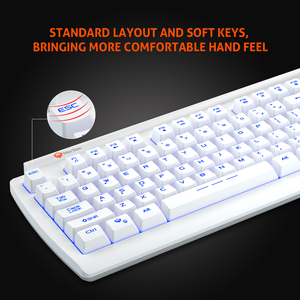 Meetion MT-K9000 Trắng RGB chiếu sáng thiết kế công thái học kích thước đầy đủ 104 phím chơi game có dây bàn phím màng - Product Image 4