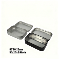 Boîte en métal à charnières, mini boîte de rangement portable, 3,7x2,3x0,8 pouces, 95*60*20mm, argent, noir