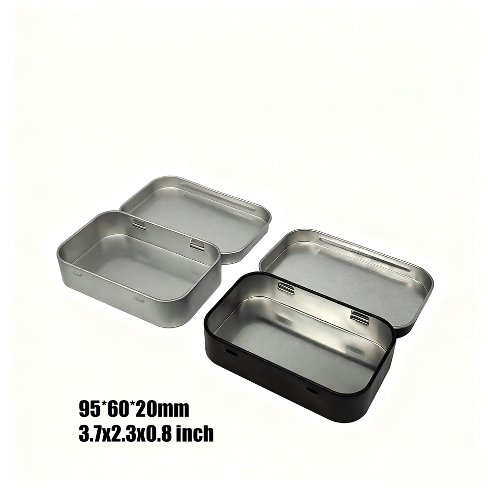 Small Metal Container Box Iron Metal Hinged Tin Box Container Mini Portable Box Storage Box 3.7x2 ...