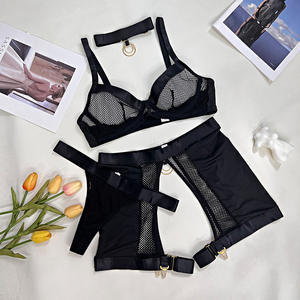 ZZYUP 6625DR Conjunto de Sujetador de encaje Mujeres Eróticas Mujeres Lencería sexy Cadena Malla Red Conjunto de lencería <span class=keywords><strong>transparente</strong></span> - Product Image 5