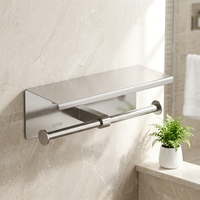 Porte-rouleau de papier toilette mural en acier inoxydable 304 avec étagère pour salle de bain