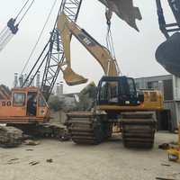 Excavatrice amphibie d'occasion, dragueuse CAT 320BL 320D2L, excavatrice, machine de dragage de sable de rivière, ponton, côtés du bateau