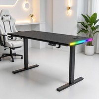 Escritorio Eléctrico Inteligente para Juegos, Mesa de Computadora Ajustable en Altura con Iluminación RGB en los Bordes