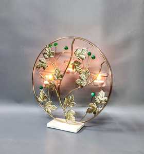 Luxury Metal Tealight Candle Holder Multi Candle Stand Leaf Design <b>Decorative</b> <b>Table</b> Centerpiece Home <b>Decor</b> - Product Image 2